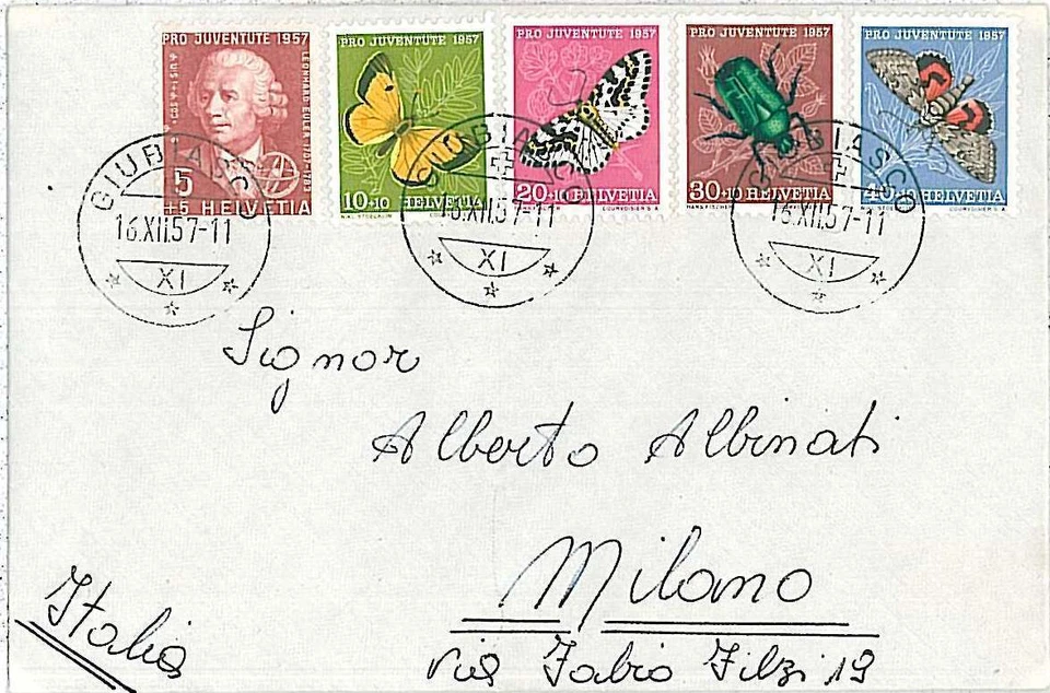 SUIZA - HISTORIA POSTAL: PORTADA 1957 - MARIPOSAS Foto 1 de 1