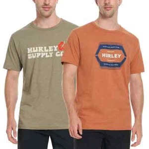 Camiseta gráfica Hurley para hombre, paquete de 2 - VERDE/NARANJA (Seleccionar talla: S-3XL) ENVÍO RÁPIDO - Imagen 1 de 5
