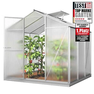 GFP Gewächshaus Treibhaus 6 mm Platten mit Fundament Alu Tomatenhaus Eco 25-49m² - Bild 1 von 12