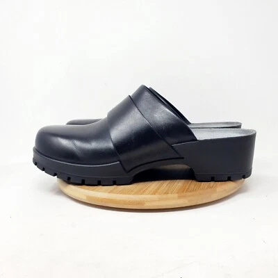 ECCO Comfort Clogs Womens 42 Black Leather Platform Mule Slide Chunky Lug Sole - Image 1 of 4
