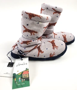 Joules Boy's Slipper Socks Faux Fur Lined Grey Tigers - XL Big Kid Size 4 - 5 US - Picture 1 of 4