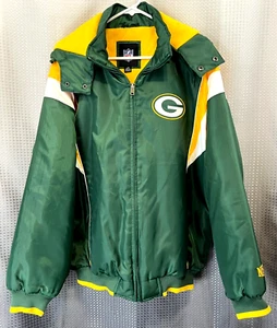 GREEN BAY PACKERS Mens L Jacket Coat Green NFL Football Removable Hood Winter - Picture 1 of 12