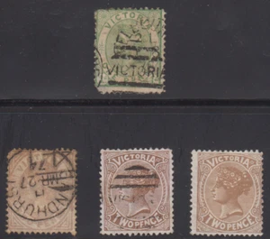 Victoria Australia State 1873-84 (4 Stamps) Various Printings, Shades, Condition - Picture 1 of 2