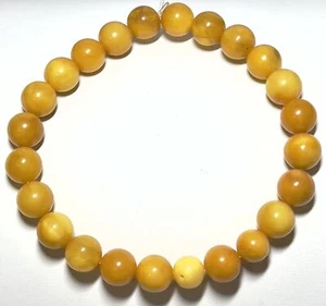 9mm Authentic Baltic Egg Yolk Amber Beads Bracelet JY3789 - Picture 1 of 1
