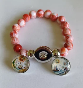 18 mm Druckknopf Armband mit 2 skurrilen Meer Seite Charms - 6 1/2" - Bild 1 von 2