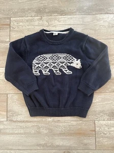 Janie And Jack Boys Sweater Navy Blue Crew Neck Polar Bear Icon Size 4 - Picture 1 of 4