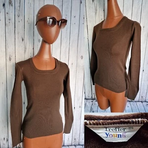 Treffer Young Vintage Top -Size 6/16 Yr Old - Brown Acrylic 1970s CS44s - Picture 1 of 9