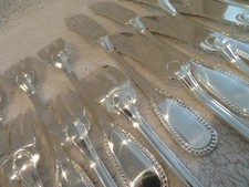 12 couverts à poisson metal argente Ercuis Perles 24p fish cutlery set ++ n30