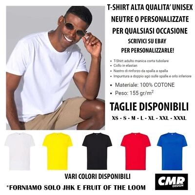 T-Shirt Maglietta Tshirt Neutra Personalizzata Uomo Donna Logo Lavoro Azienda - Immagine 1 di 2
