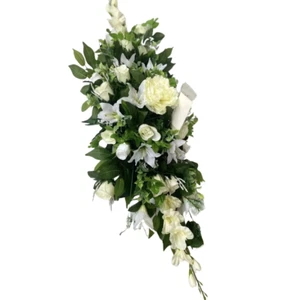 Artificial Silk Funeral Coffin Spray Flower 3ft Memorial Tribute Any Colour - Picture 1 of 3