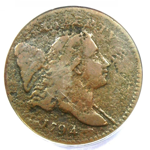 1794 Liberty Cap Flowing Hair Half Cent 1/2C Coin - Certified ANACS F12 Details Cover