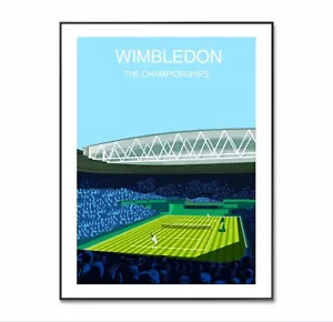 Póster de tenis de Wimbledon, arte de Wimbledon, tenis de Grand Slam, impresión de cancha central - Imagen 1 de 3