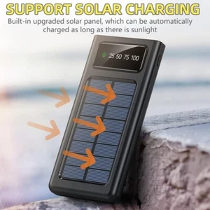 Power Bank 25000 mAh batería Externa Solar de Carga rápida Cargador portátil - Imagen 1 de 7