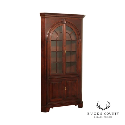 Statton Chippendale Style Cherry Illuminated Corner Cabinet Cover