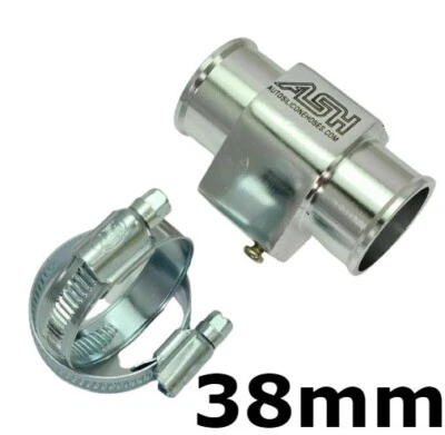 38mm Radiator Hose Adaptor Joint for Water Temp Temperature Sensor, Gauge Silver - Image 1 of 4