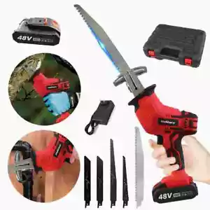 Electric Reciprocating Saw 48V W/ 2000mah Battery Cutting Tools Cordless 5 Blade - Picture 1 of 12