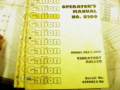 GALION VOS 2-66A RODILLO VIBRATORIO MANUAL OPERADOR 8200 Foto 1 de 4