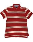 TOMMY HILFIGER Mens Polo Shirt Medium Red Striped Cotton BF37