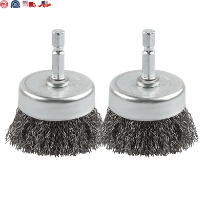2 Pack Wire Cup Brush Set for Drill, 1/4 Inch Hex Shank, Coarse Carbon Steel - Image 1 of 4
