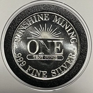 1991 Sunshine Mining Eagle Rare Coin 1 Troy Oz .999 Fine Silver Medal Art Round - Picture 1 of 15