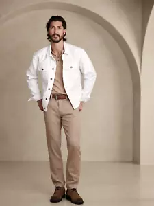 Banana Republic Men Ecru White Denim Jacket XL NWT RRP$220 - Picture 1 of 9
