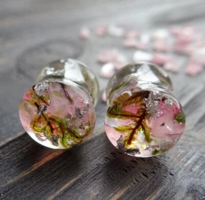 Pendientes tapón cuarzo rosa tapones de piedra regalo día de San Valentín tapón túnel par - Imagen 1 de 8
