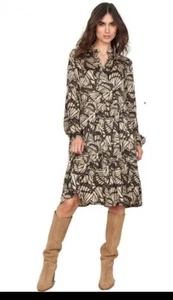 Soya Concept - Butterfly Print Long Sleeve dress - Sepia Brown Size L - Picture 1 of 2