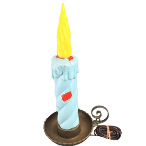 Vintage Union Product Blow Mold Candles 18" Tall - Blue w/ Yellow Flame - Picture 1 of 5