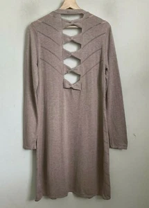 Belldini Tan Cardigan Open Front Cutout Bow Back Long Sleeve Size M - Picture 1 of 10