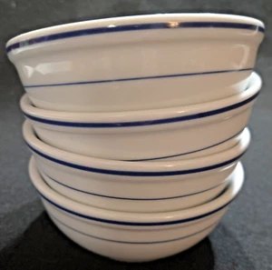 Lot of 4 - Ten 10 Strawberry Street Blue Rim\Band Coupe Cereal\Soup Bowls - EUC - Picture 1 of 5