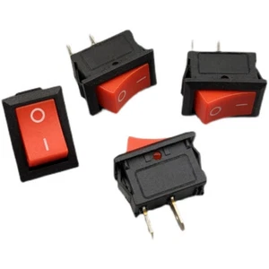 10pcs On/off Rocker Switch 250V 2/8A Power Switch Brass Foot Red 2PIN 20x15x15mm - Picture 1 of 5