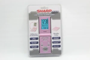 Sharp Tech LCD Travel Alarm Clock Ultra-Slim Design Folding Case SPC430I Pink - Picture 1 of 12