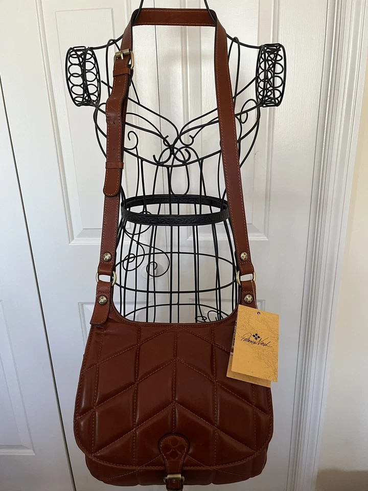 全新带标签 PATRICIA NASH 意大利鞣制全粒面皮革马鞍斜挎包 270 美元 — 第 1/4 张图片