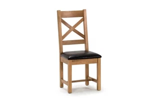 Oak Brown Cross Back Dining Chairs W45cm D50 H102cm (Price per Chair) REGENT - Picture 1 of 5