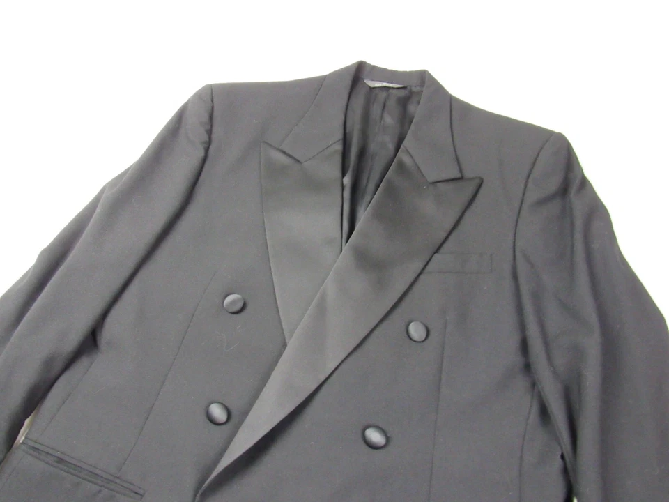 复古 Lanvin 双排扣羊毛燕尾服夹克 尺寸 44R? 美国制造精美形状! — 第 1/4 张图片