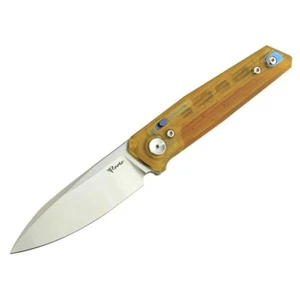 Reate PL-6 Folding Knife Ultem Handle Nitro-V Plain Edge Belt Satin Finish - Picture 1 of 4