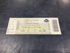 PHILLIES 2007 TICKET STUB 9/13/07 VS ROCKIES - Picture 1 of 1