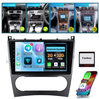 2+32G Autoradio GPS Apple CarPlay Navi für Mercedes Benz C-Klasse W203 CLK C209 - Bild 1 von 4