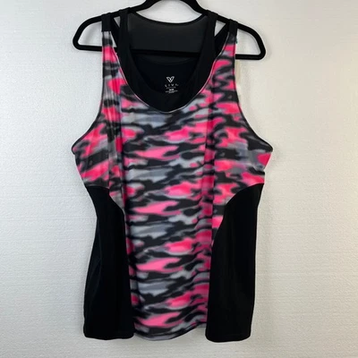 Regata Lane Bryant Livi Active Feminina Plus Size 26/28 Camuflagem Preta Rosa Cinza - Imagem 1 de 4