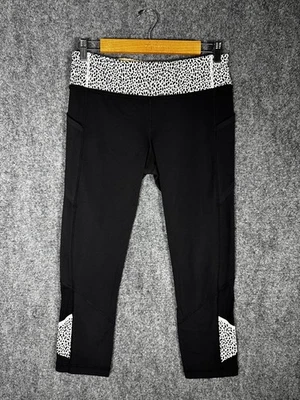 Lululemon Pace Rival Crop Leggings Womens Size 8 Black Mosaic Gym Yoga Pants - Image 1 of 4