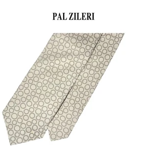 Pal Zileri Tie - Silver/Light Grey Geometric Circle Pattern Italy 50% Silk Tie - Picture 1 of 10