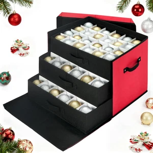 Weihnachtsschmuck Aufbewahrungsbox mit verstellbaren Trennwänden, stapelbare Schublade Verzierung - Bild 1 von 4