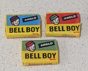 Set of 3 RARE Unopened packs 1950/60s Anglo Bell Boy Bubblegum Gum & Wrappers - Picture 1 of 3