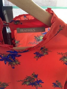 Feathers size 16 ( XL ) Red, green & Blue leaf print long sleeve dress - Picture 1 of 4