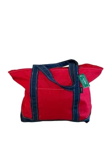 L.L. Bolso de Mano Bean NYLON Barco Cremallera Mediana Rojo Azul Rayas Nuevo con Etiquetas 283728 - Imagen 1 de 8