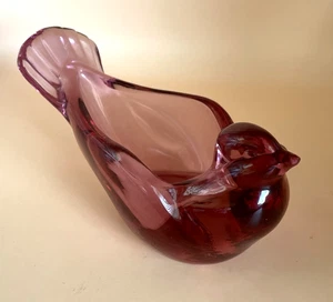 Plato anillo baratija paloma pájaro abierto de vidrio arándano Fenton - Imagen 1 de 8