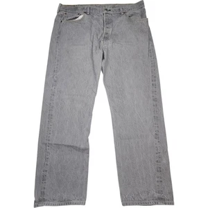 Levi's 501 Jeans Men's W42 L34 Faded Grey Wash Straight Leg Button Fly - Picture 1 of 10