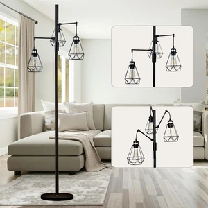 69" Industrial Tree Floor Lamp with Stepless Dimming - Adjustable Cage Shades... - Picture 1 of 8