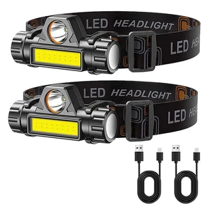 2X Superhelle Wasserdichte Stirnlampe Headlight LED USB Wiederaufladbare Stirnlampe - Bild 1 von 8