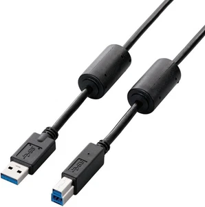 Elecom USB3.0 cable USB3-BF10BK Ferrite Core 1m From Japan - Picture 1 of 2